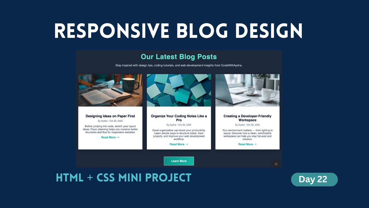 Create a Responsive Blog Post Section Using HTML & CSS | Blog Card Design Tutorial for Beginners
