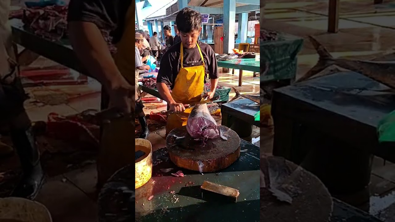 Highlight live"langsung dari Papua ! Review Harga & Potong Tuna Segar Di Sorong " 