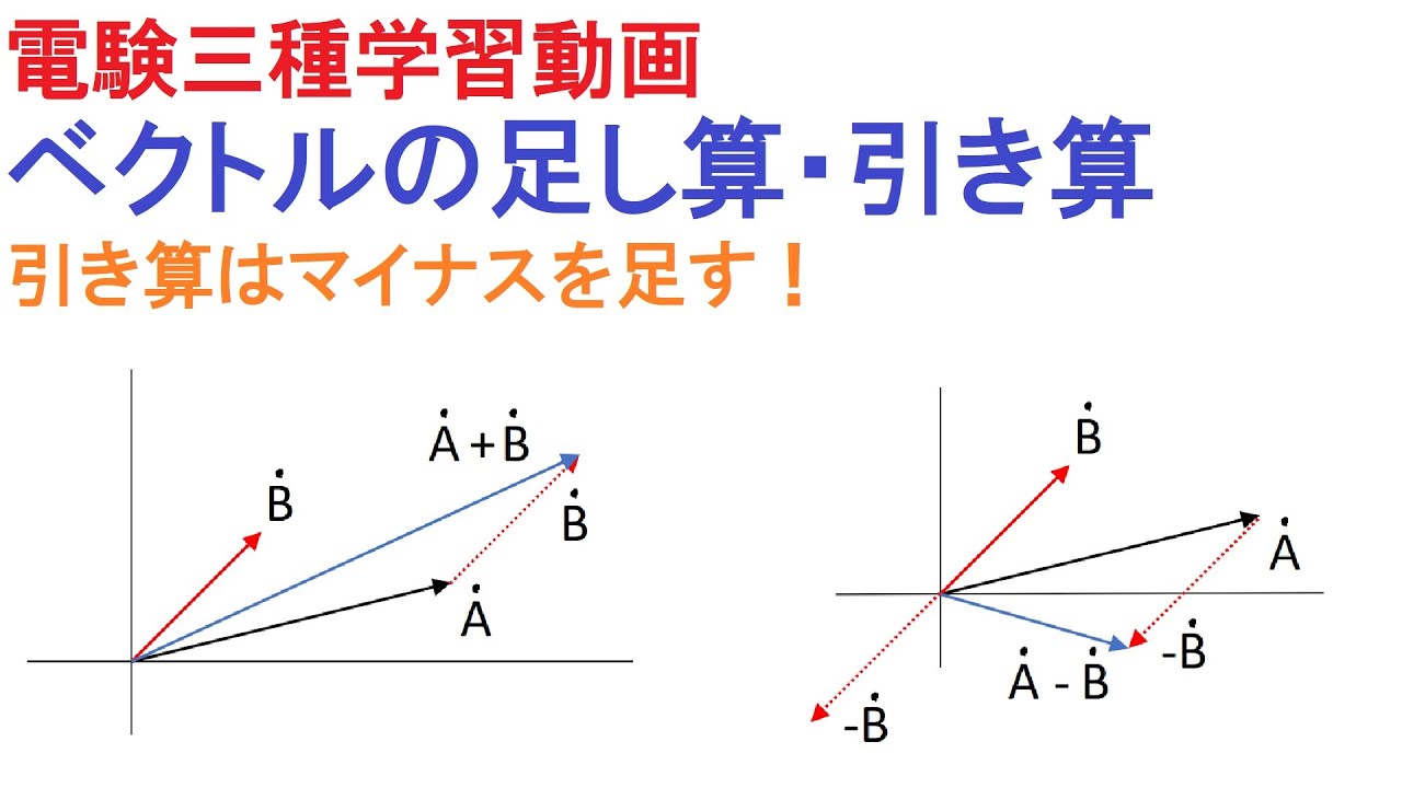 【電験三種受験者必見！】ベクトルの足し算引き算～引き算はマイナスを足す～