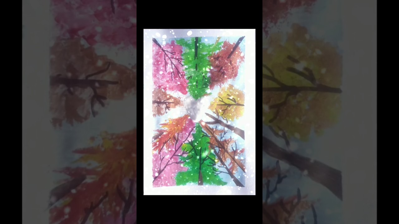 Acrylic painting of colourful trees 🌳🎨