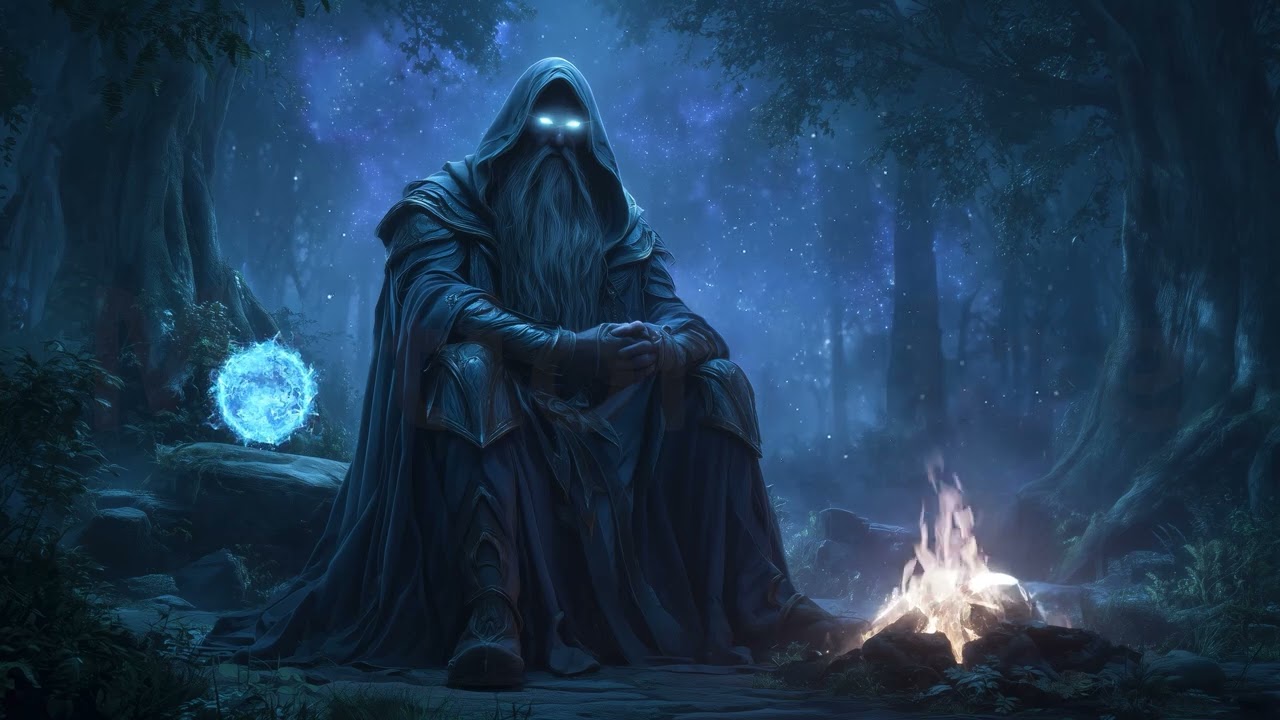 Dark Wizard | Arcane Mage Campfire Ambience | Mystic Sorcerer in Enchanted Forest