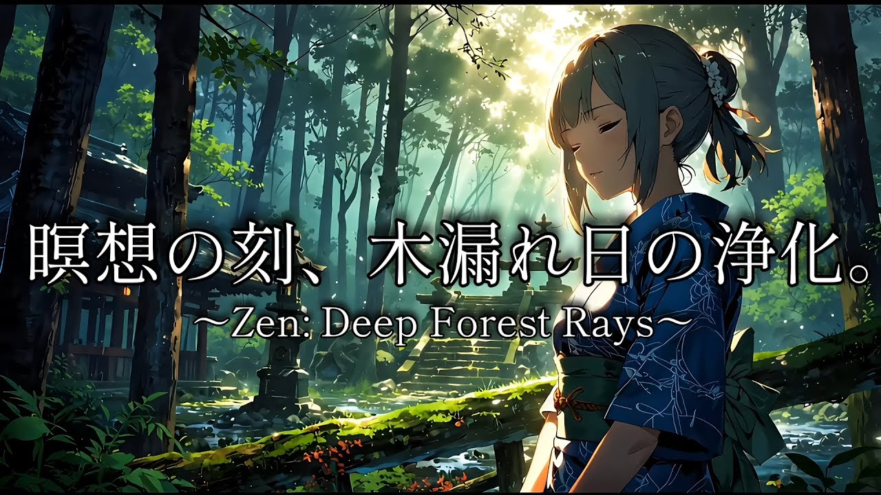 深緑の瞑想BGM｜深森の静寂。降り注ぐ光のシャワーで心を洗う禅の音と風の調べ - Emerald Forest Meditation & Healing【Sunbeam & Forest ASMR】