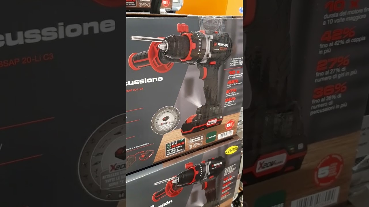 Trapano a percussione ricaricabile 20V 64Nm a 119&euro; #parkside #performance motore brushless #lidl
