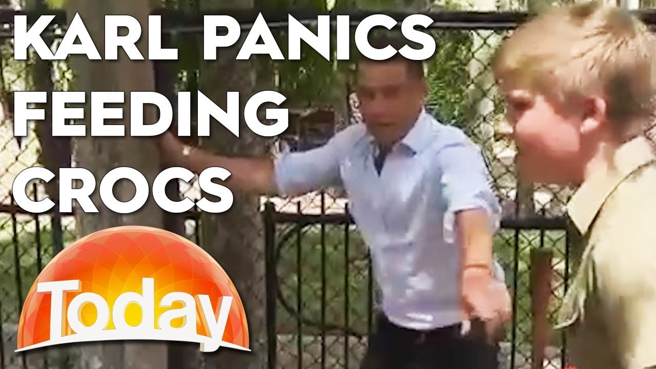 Karl panics feeding crocs with Robert Irwin | TODAY Show Australia