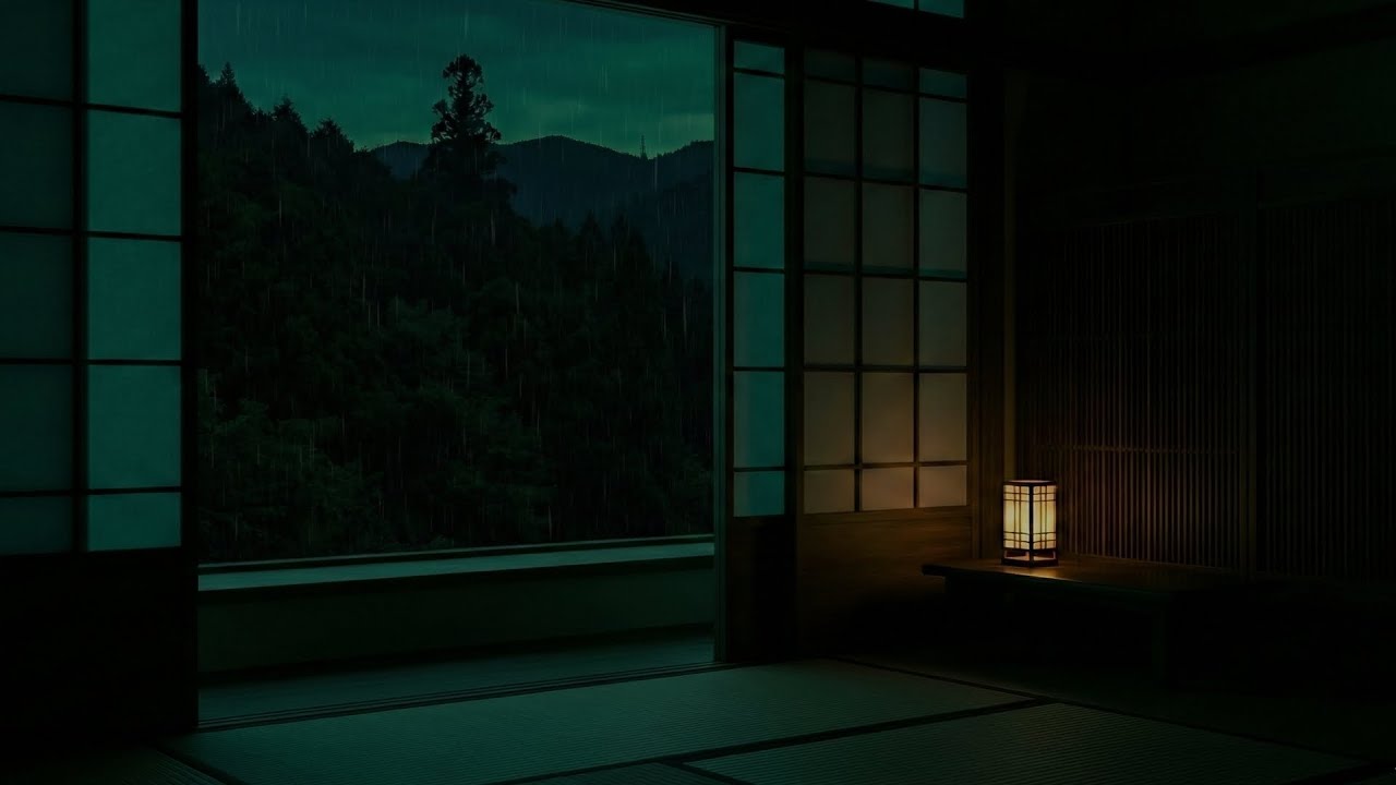 Calm Night Rain at a Hillside Cabin (No Ads) | Relaxing Ambience for Sleep