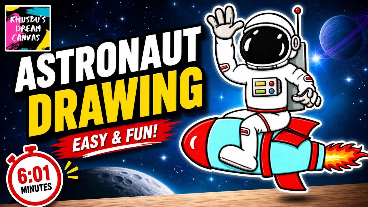 How to Draw an Astronaut Easy - Step by Step Drawing for Kids & Beginners