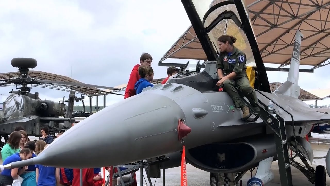 Female F-16 Fighter pilot hosts young students: SCNG McEntire STEM day