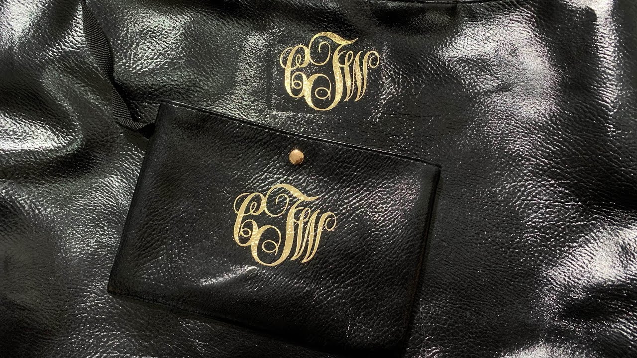 Iron on HTV Monogram to Pleather Tote Bag