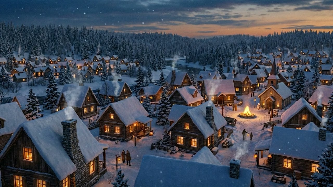 Peaceful Cozy Snowy Town