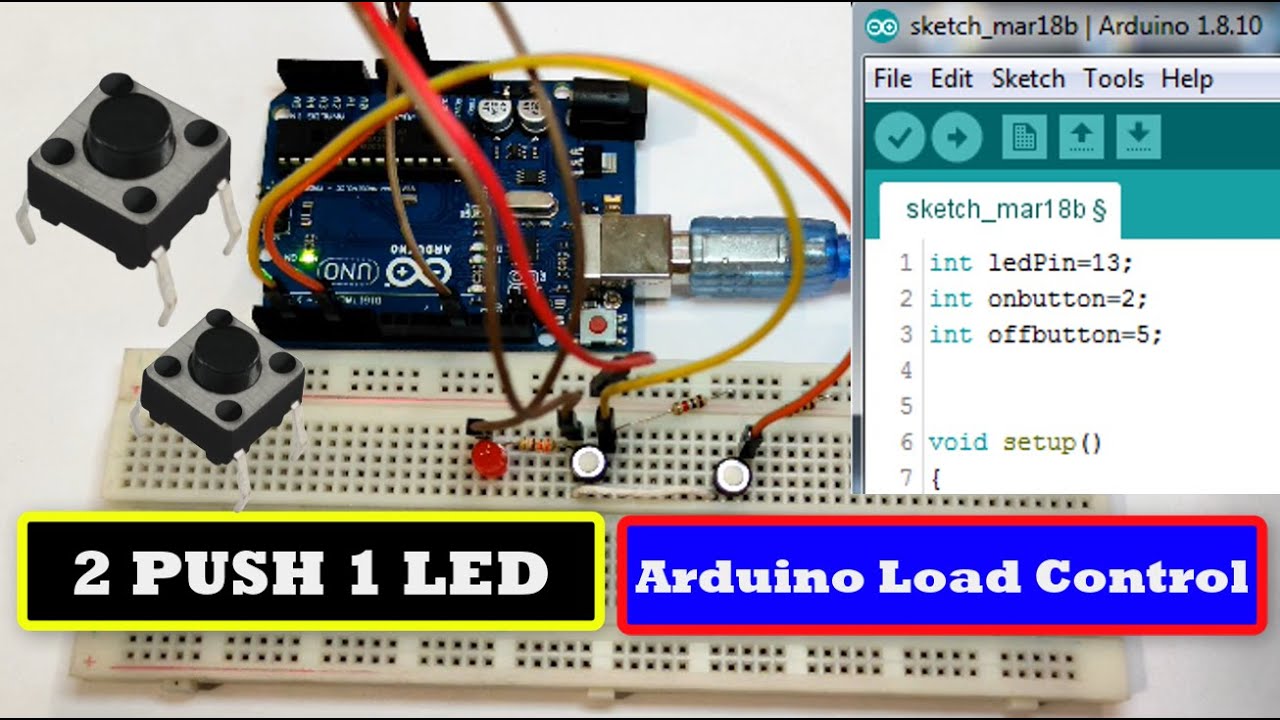 LED  ON & OFF  with 2 push button  using  Arduino UNO. Basic operation of PUSH BUTTON.