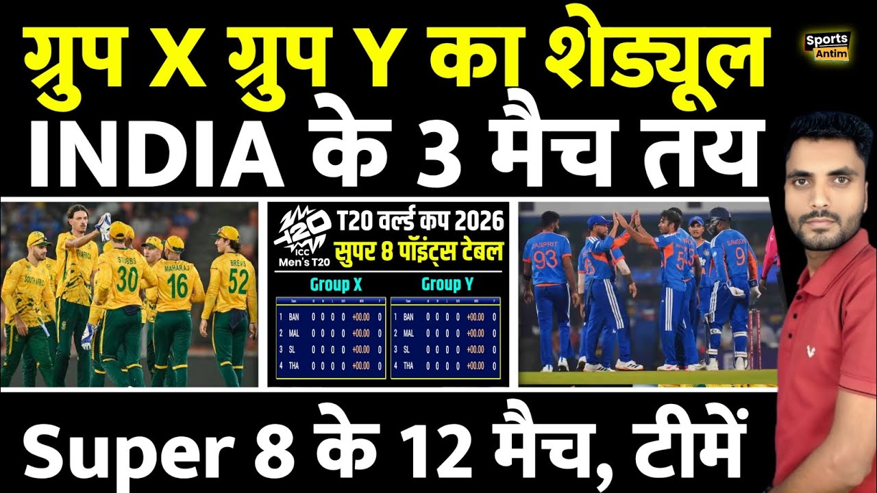 T20 World Cup 2026 Super 8 शेड्यूल | India के 3 Match तय हुए | Super 8 के 12 Match, 8 टीमें |