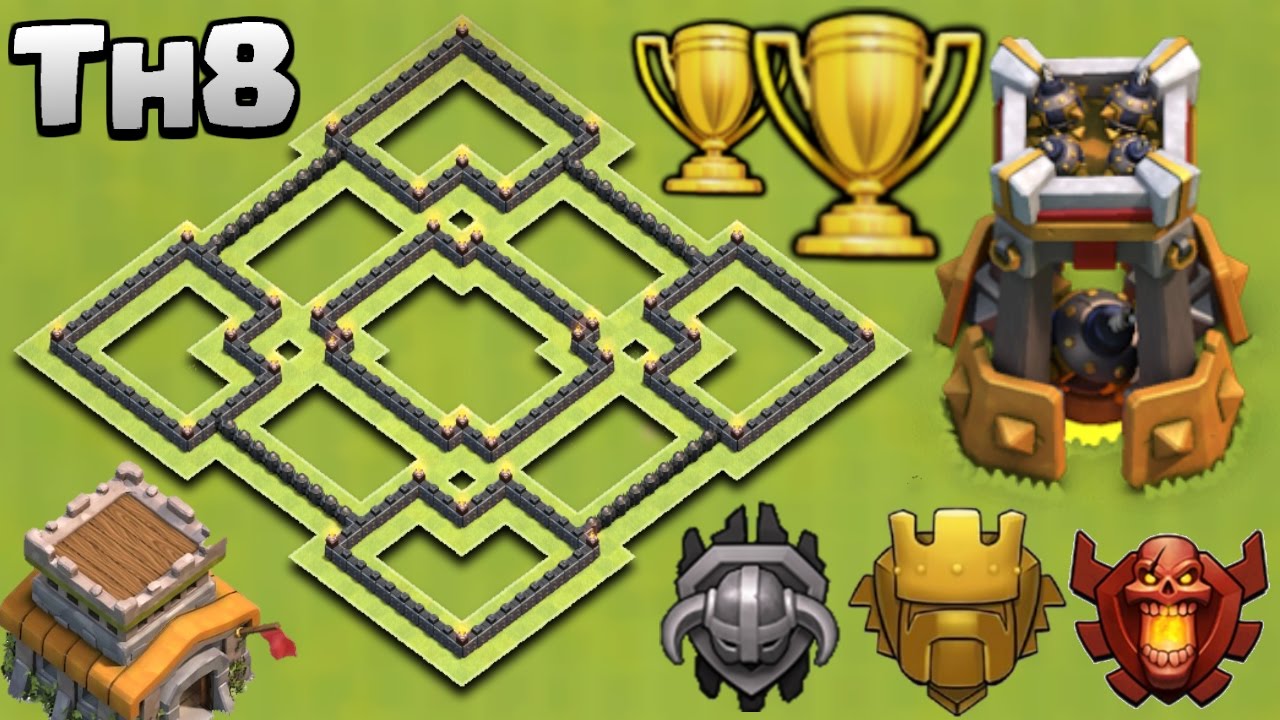 NEW BEST TOWN HALL 8 (TH8) TROPHY BASE WITH BOMB TOWER | CLASH OF CLANS