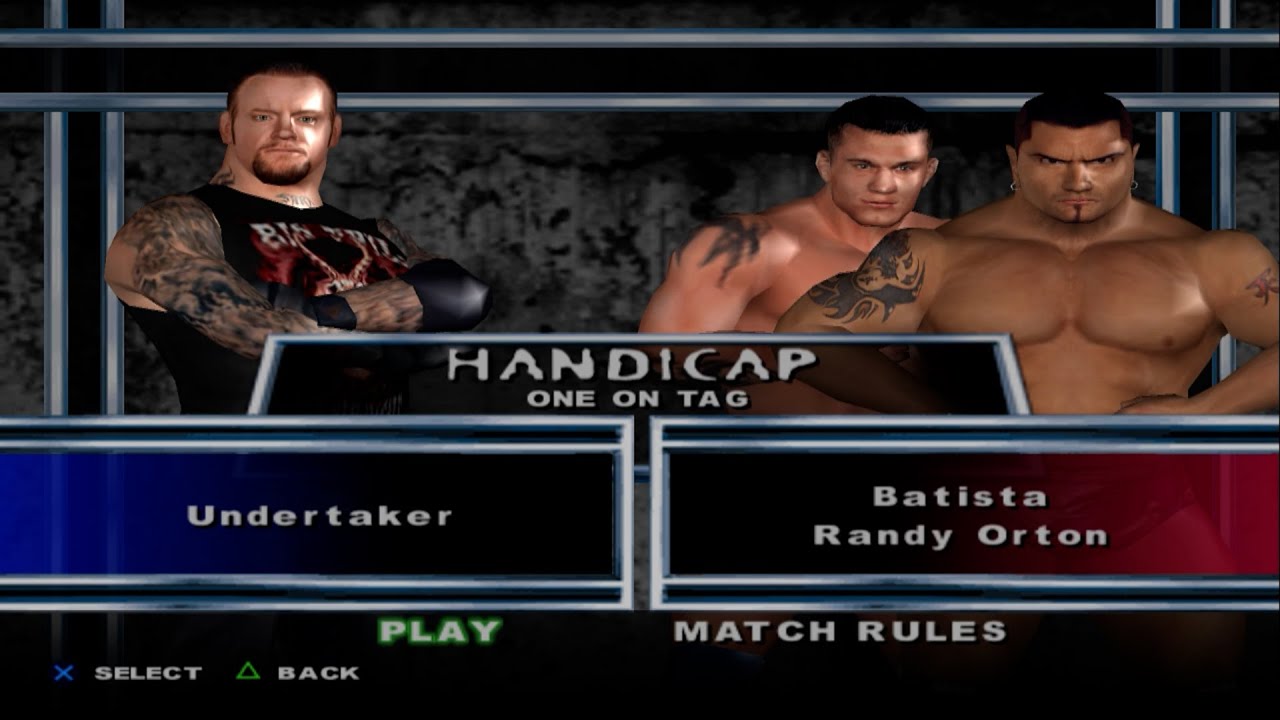 WWE SmackDown! Here Comes the Pain - Undertaker VS Batista x Randy Orton (HANDICAP)