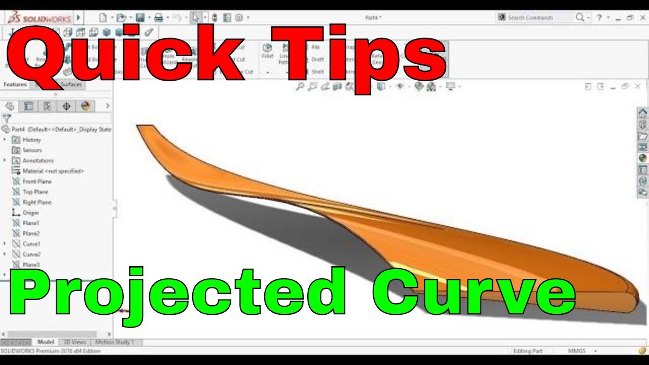 Projected Curve and how to use it to Design Aircraft Wing SolidWorks Tutorial