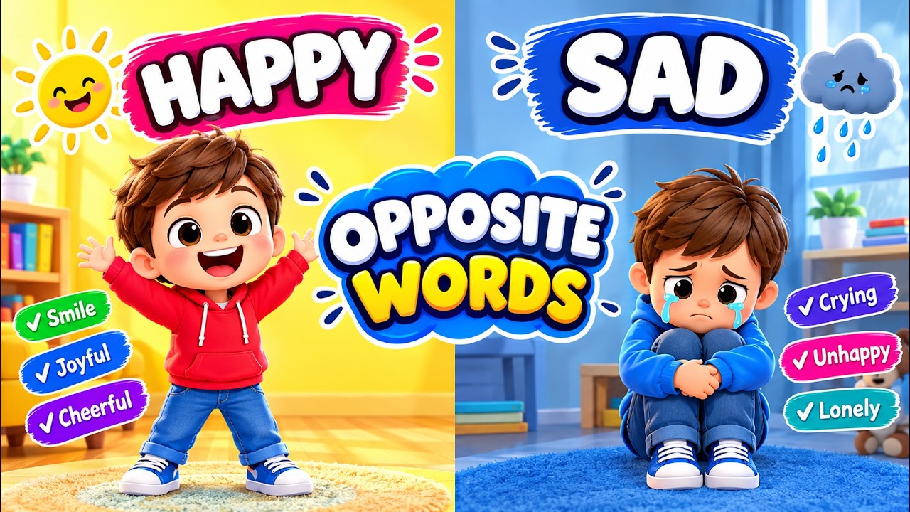 Words Opposite for Kids | Learn Opposite Words | English Vocabulary Cartoon Lesson