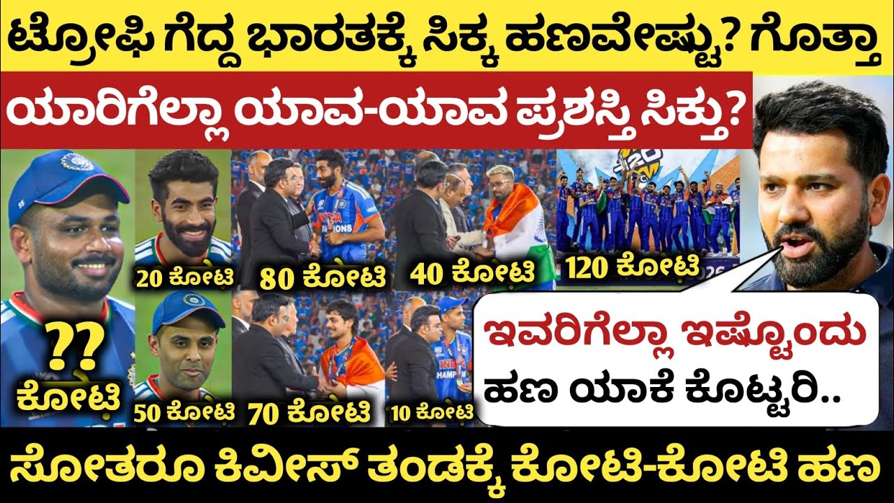 ಫೈನಲ್ ಗೆದ್ದ ಭಾರತಕ್ಕೆ ಸಿಕ್ಕ ಹಣವೇಷ್ಟು? ಯಾರಿಗೆಲ್ಲಾ ಯಾವ-ಯಾವ ಪ್ರಶಸ್ತಿ ಸಿಕ್ತು ಗೊತ್ತಾ | T20 WC Prize Money 
