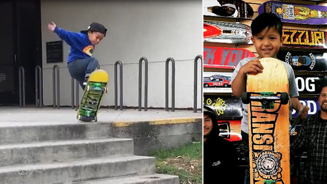 Incredible 3-Year-Old Skateboarder Won't Give Up On Stair Jump Until He Lands It