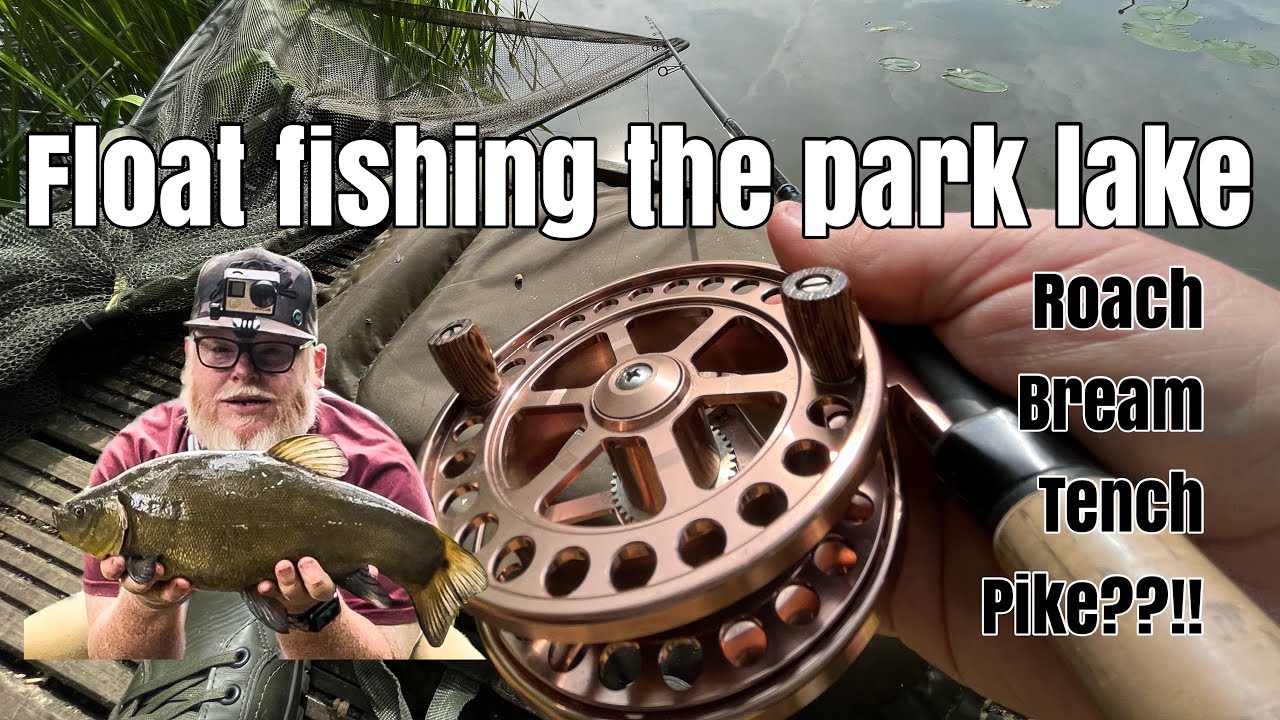 Fishing the park lake, ultralight float setup with centrepin reel. Bumper session