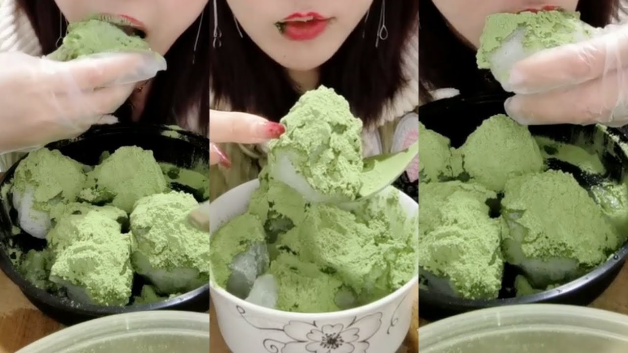 얼음먹방 COATED MATCHA POWDERY ICE EATING ASMR 💚🍵 CRUNCH ICE | COATED CHUNK ICE 녹차 | Матча | 抹茶