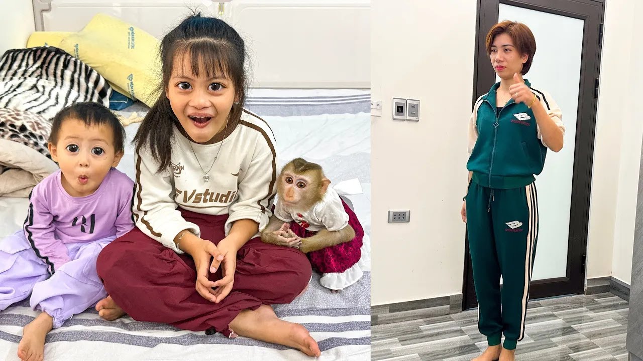 Monkey Kaka + Diem and Quynh were surprised when mother wore a beautiful new shirt