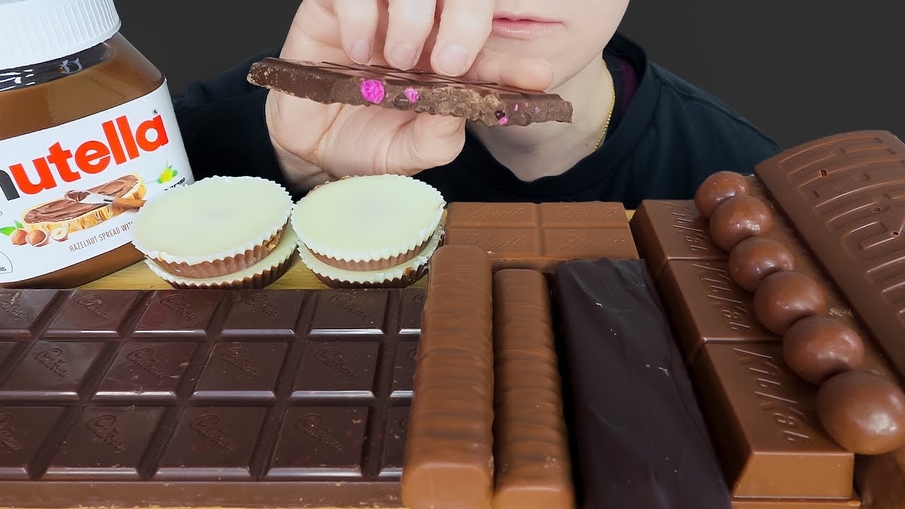 ASMR Chocolate Candy Bars *Cadbury, Lindt, Reese's, Twix Salted Caramel, KitKat, Hershey's & Nutella