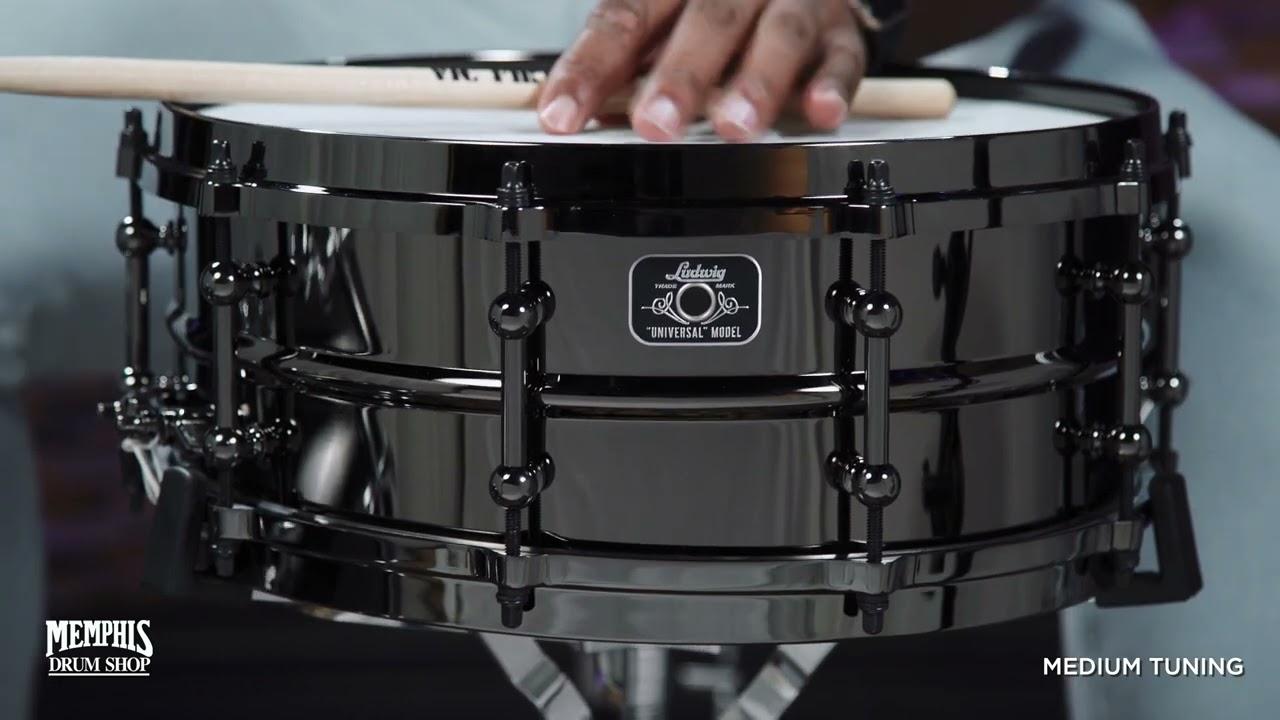 Ludwig 14x5.5 Universal Black Brass Snare Drum with Black Hardware (LU5514)