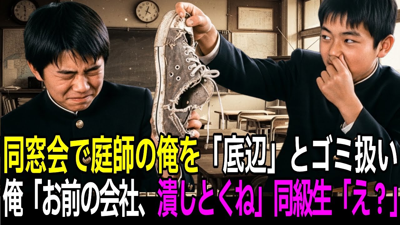 「相変わらず貧乏w」同窓会で庭師の俺を見下した社長。商談で俺が【筆頭株主】と判明… 俺「お前の会社、今日で倒産ね」社長「え？」【感動する話】