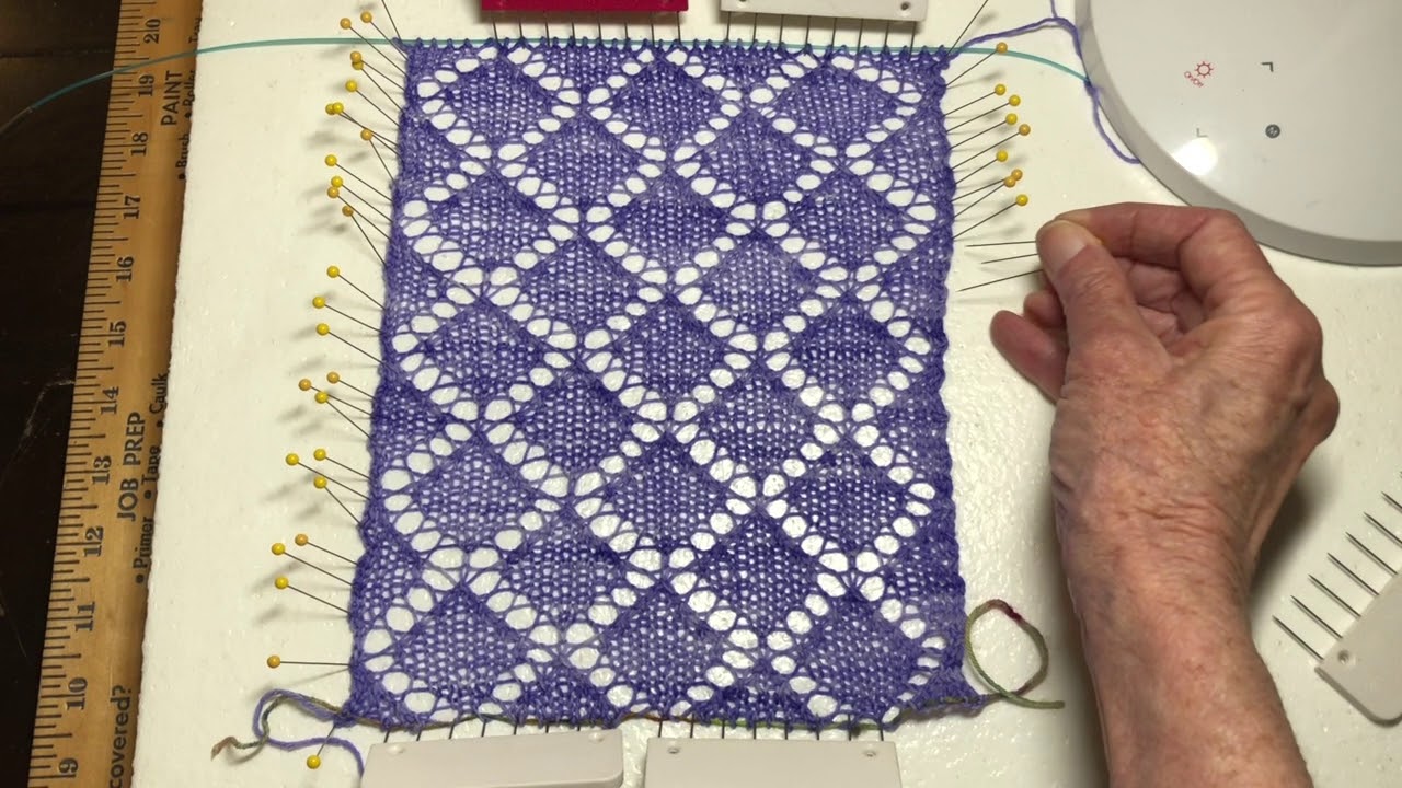 Steam Blocking a Lace Swatch or Central Lace Panel
