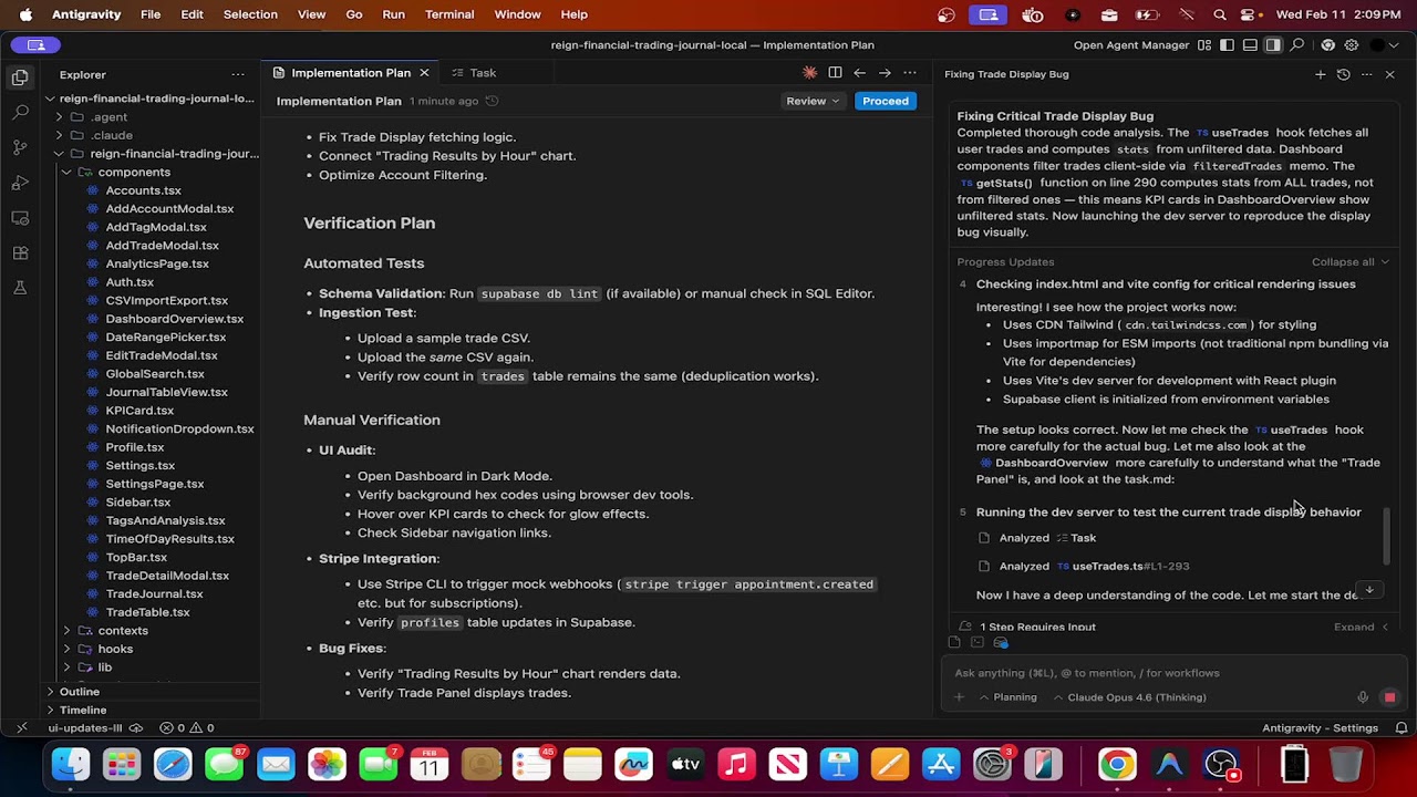 live vibe coding. fleshing out functionality and optimizing UI with Antigravity & Gemini 3 Flash