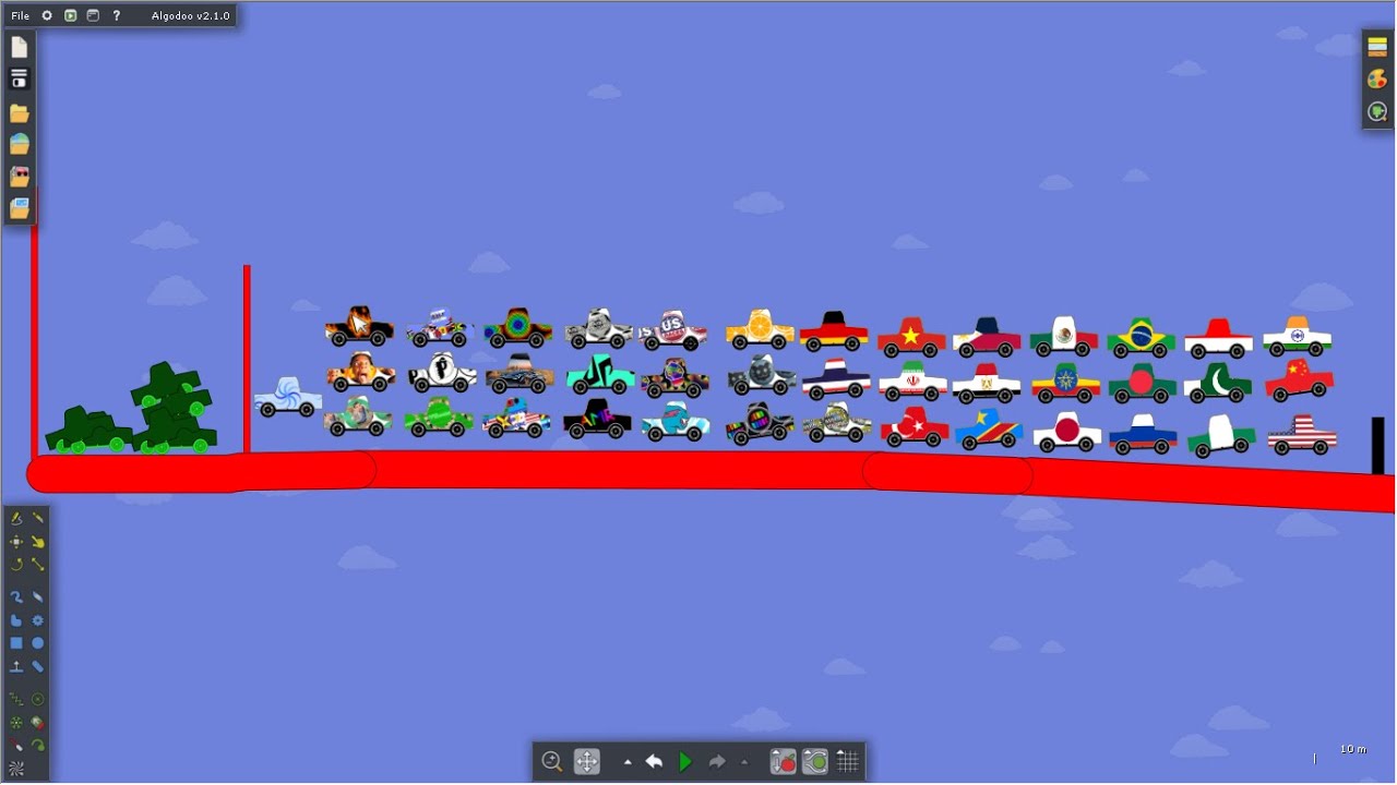 Countries vs Channels Car race Algodoo