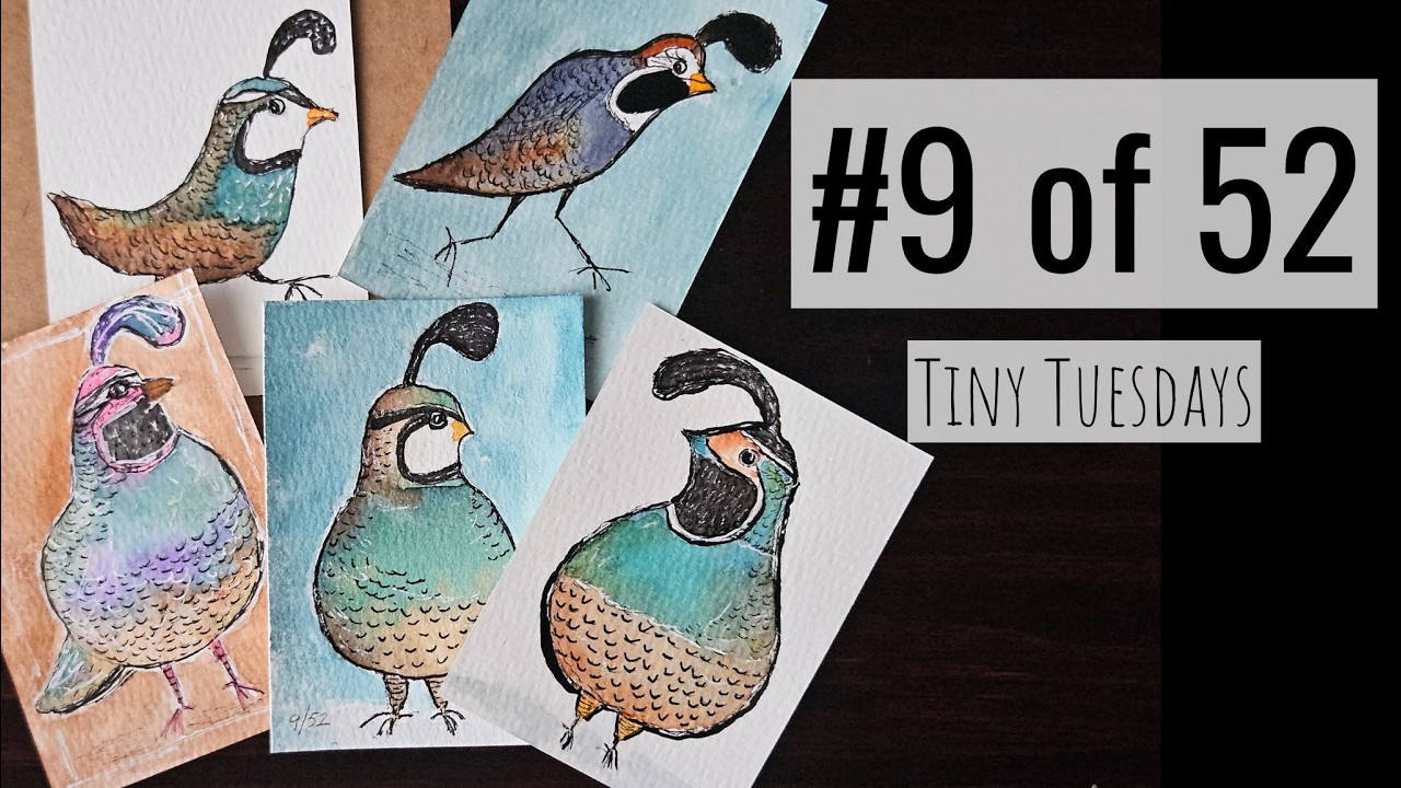 Урок рисования акварелью для начинающих | Tiny Tuesday #9 Причудливая перепелка