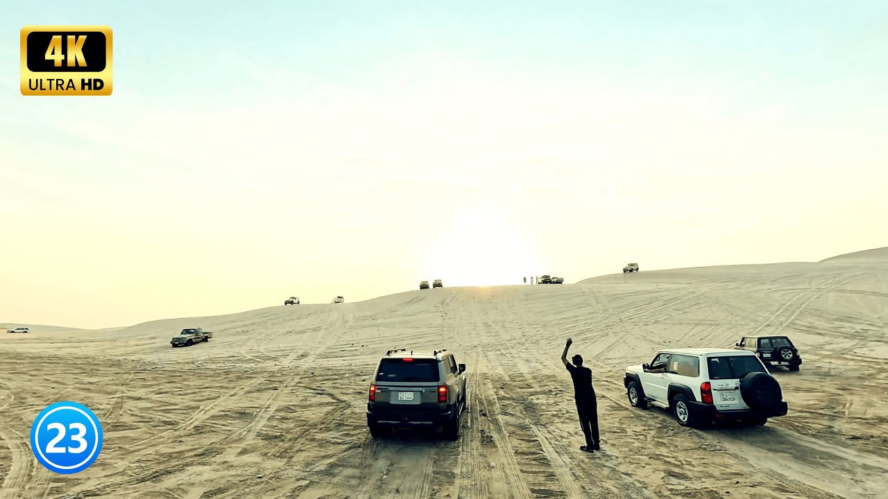 رحلة بر المطار (#23) بالشرقية  Desert Driving in KSA | 4K