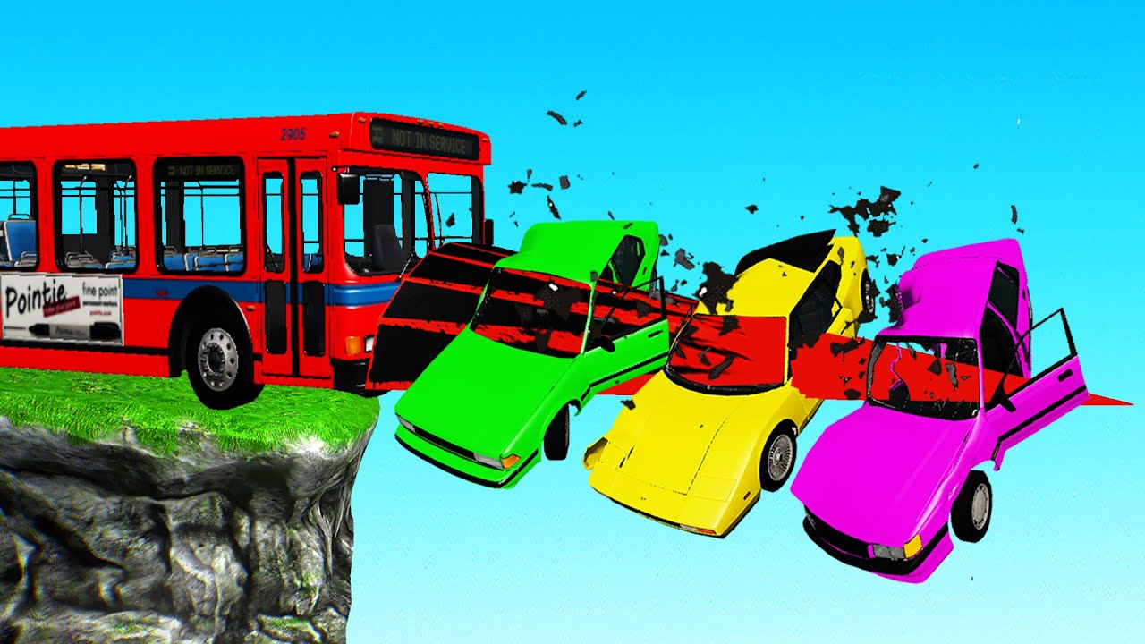 3 CARS vs SPIKE BUS! (BeamNG Multiplayer)
