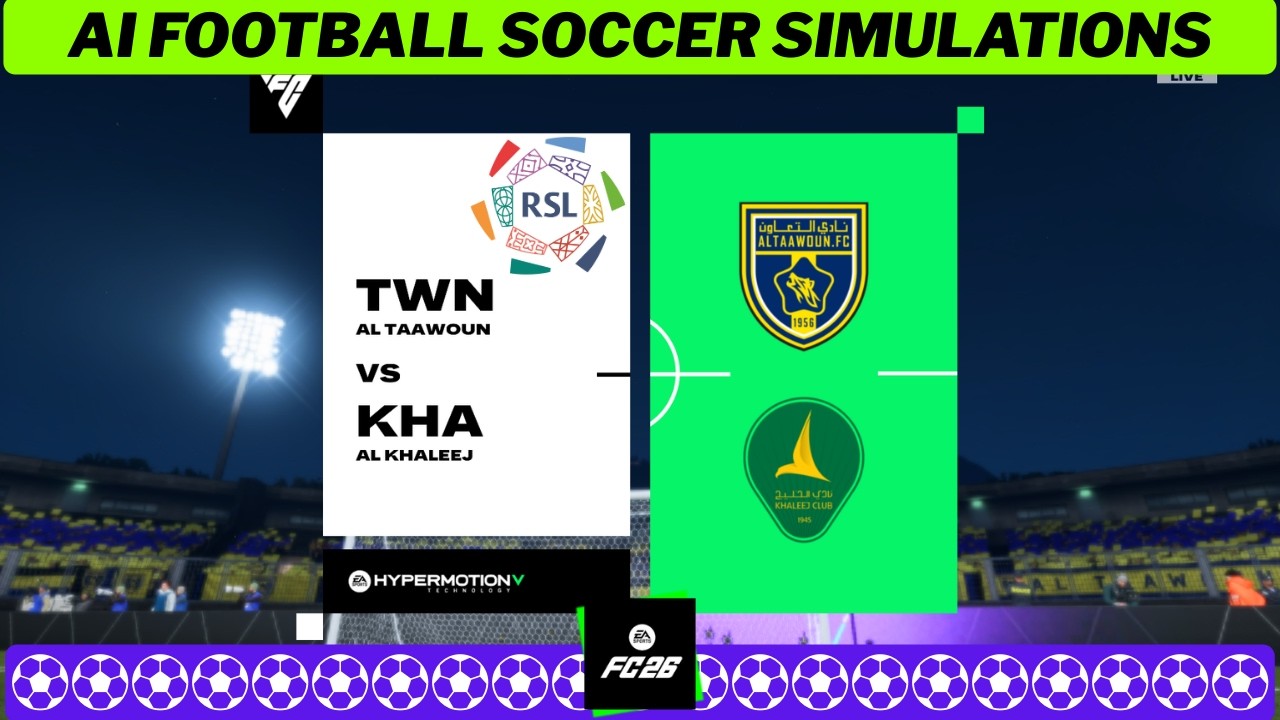 AL-TAAWOUN vs AL-KHALEEJ ⚽ Saudi Pro League 2025/26 Matchday 21 🟩 EA FC26 Simulation