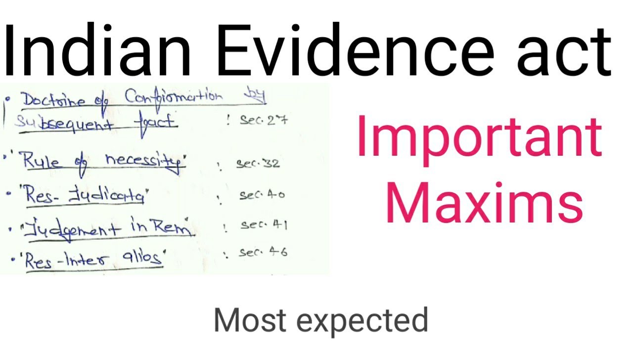Important maxims of evidence act -1872 | Target for IQ|