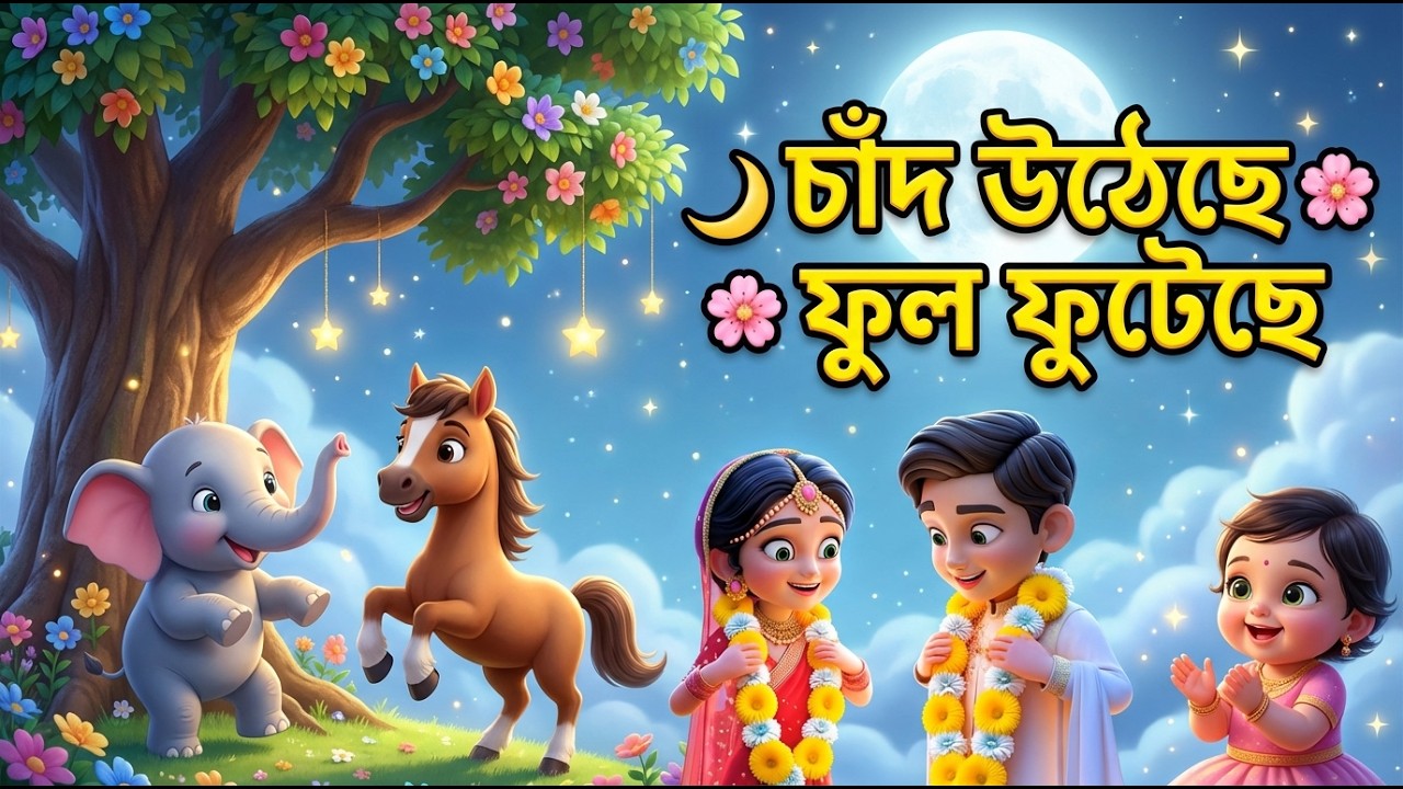 চাঁদ উঠেছে ফুল ফুটেছে - Chand Utheche Ful Futeche and more | Bengali Rhymes for Kids | @TTTTV009