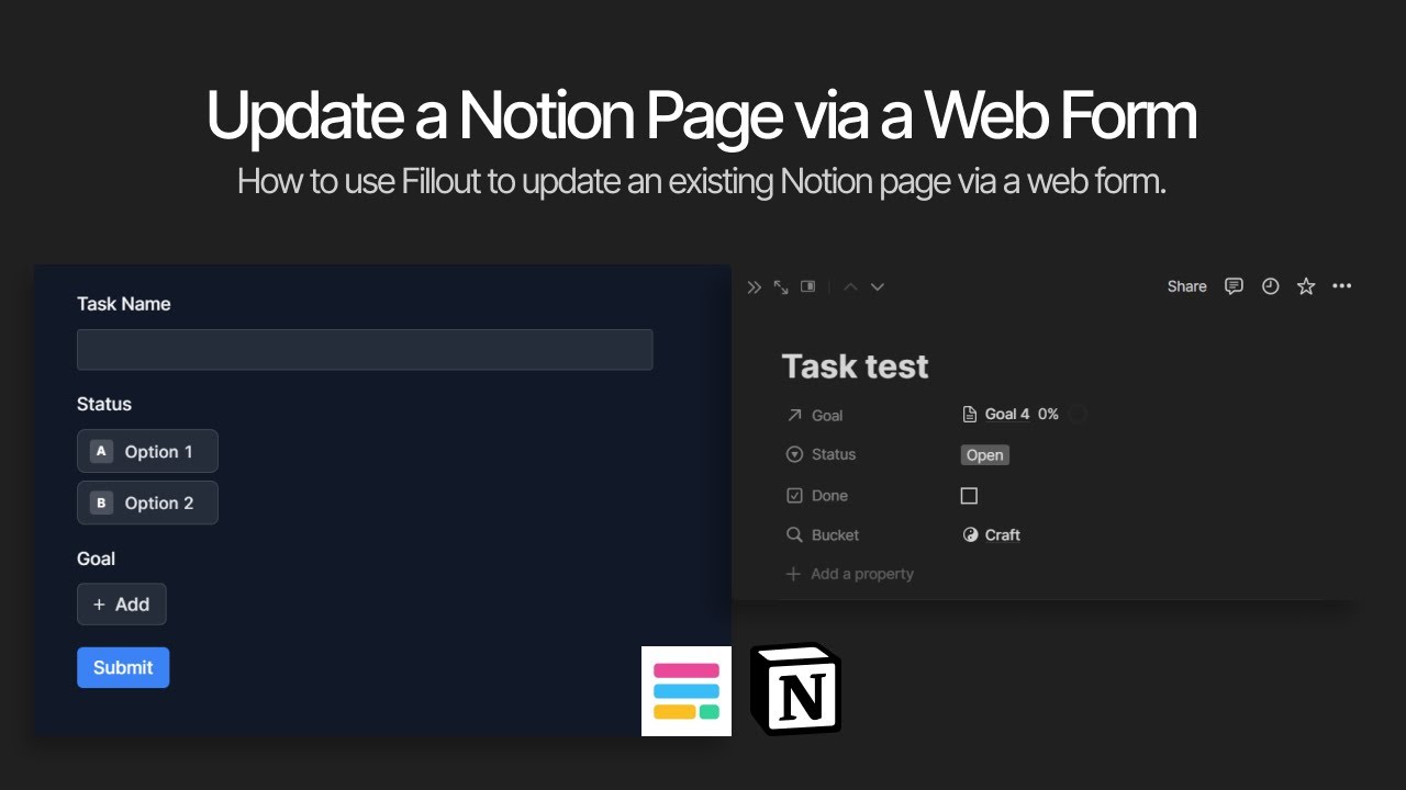 How to update a Notion page (including relations) via web form (Fillout and Notion 2023 Walkthrough)
