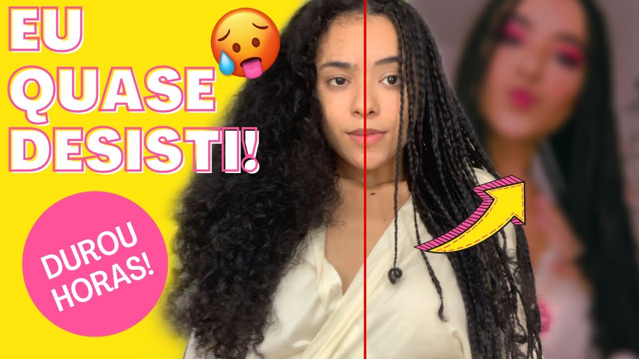 FIZ TRANÇAS SOZINHA NO MEU CABELO CACHEADO 😱 *MUDEI MUITO!*