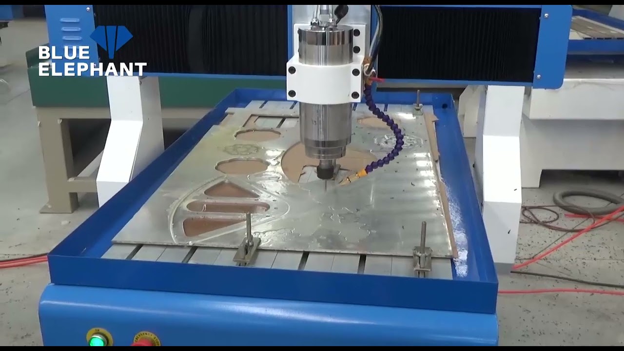 Blue Elephant 6090 CNC with rotary device working video