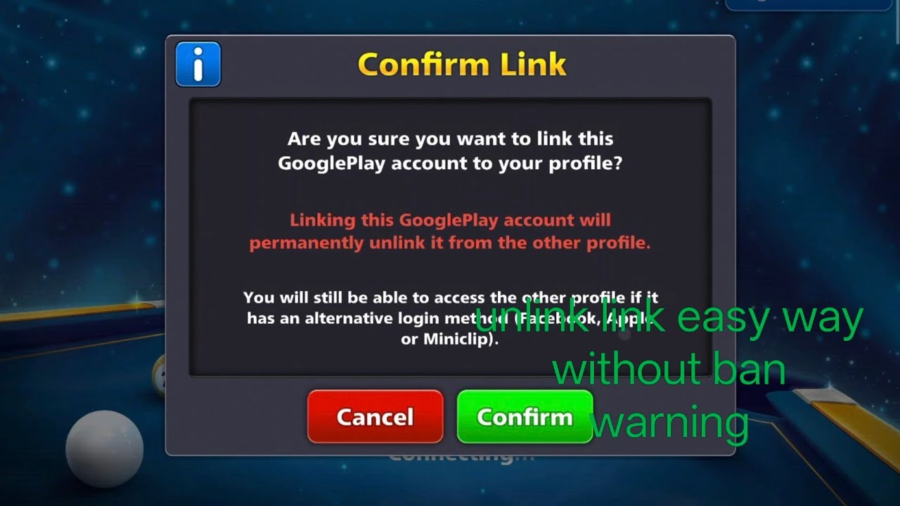 Easiest way to link unlink 8ball pool lost google account