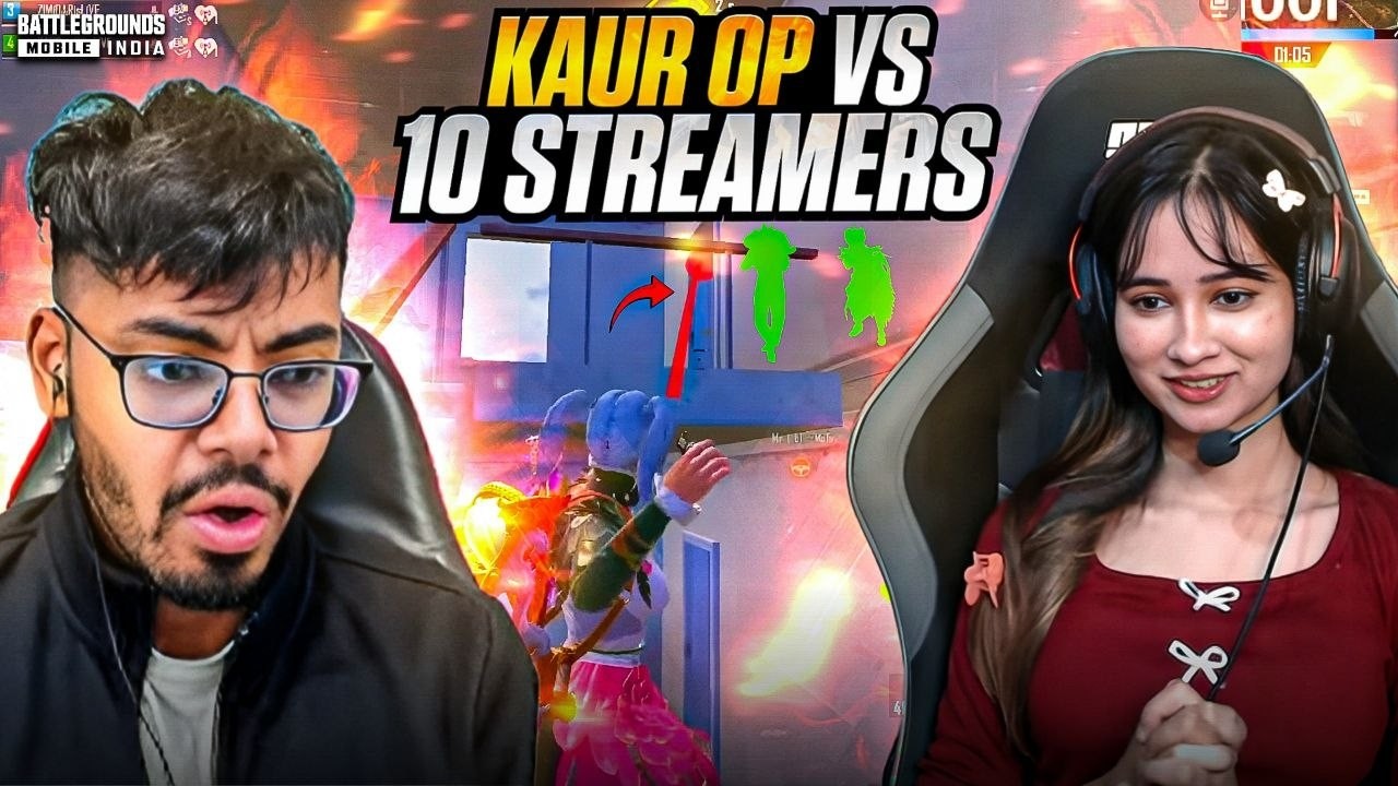KAUR OP Shocked 10 STREAMERS💀🇮🇳NO.1 Girl Gamer with AKM+6x💀 |PURE CONQUEROR LOBBY | BGMI
