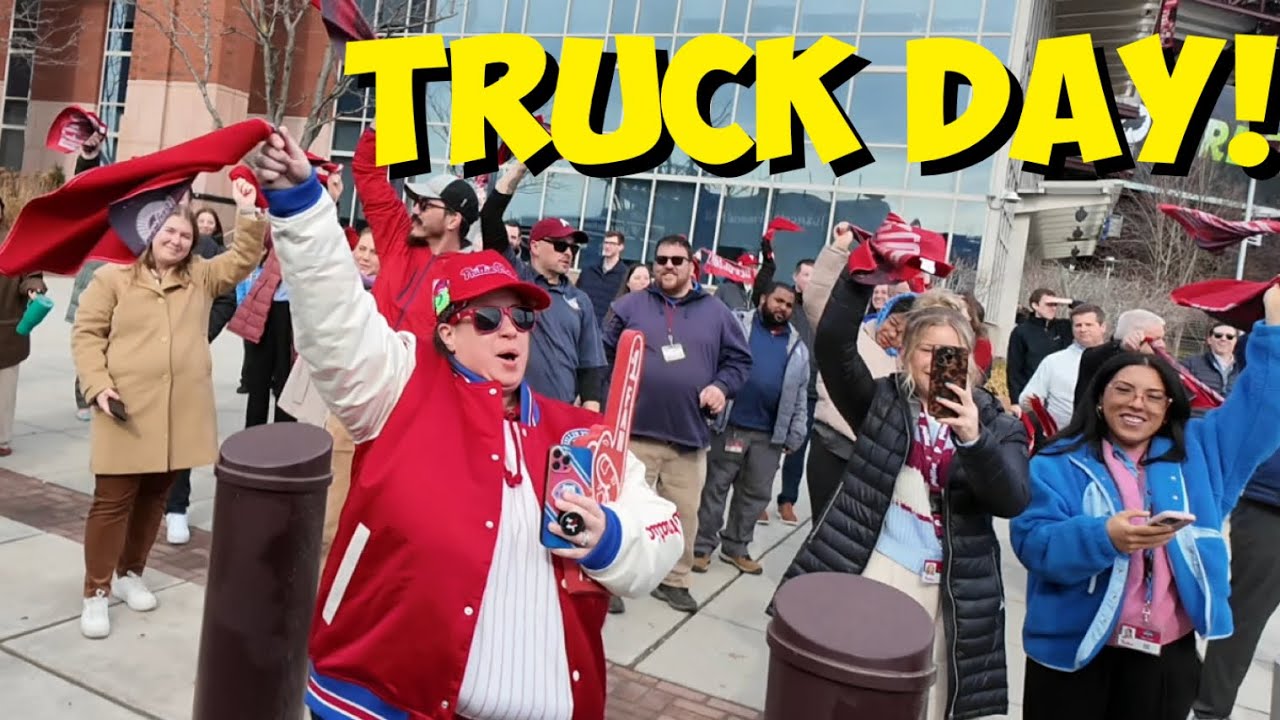 PHILLIES FANS STAND IN THE COLD TO WAVE AT TRUCKS!