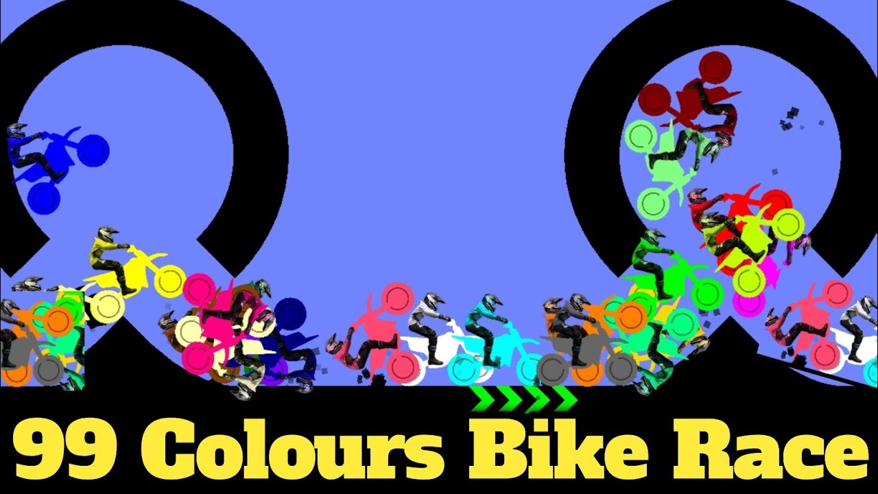 99 Colours Dirt Bike Race Tournament in Algodoo - Motocross Bike Racing | Bike Racing Legends