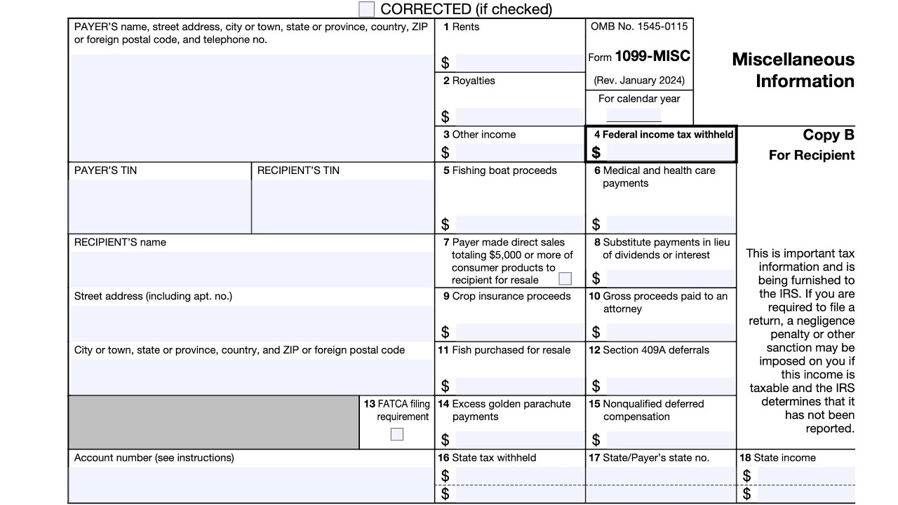 IRS Form 1099-MISC walkthrough (Miscellaneous Information)