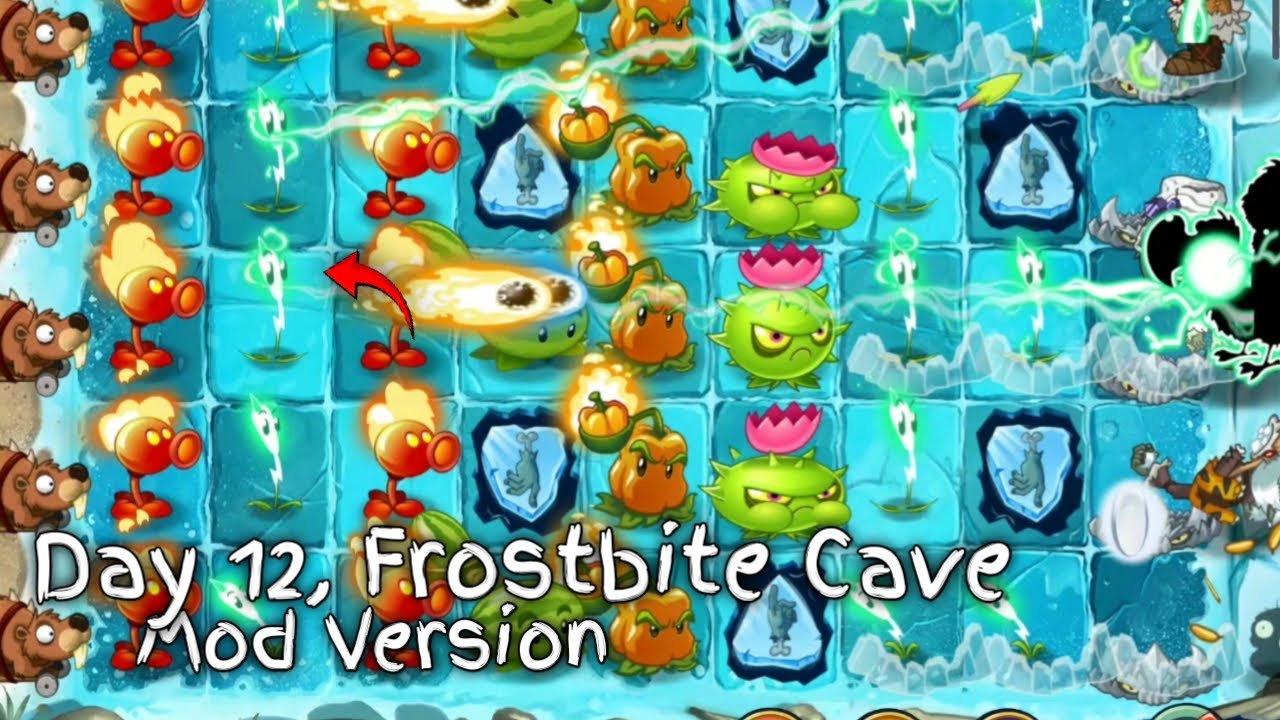 Day 12 Frostbite Cave, Mod version, Plant vs Zombies 2 Indonesia