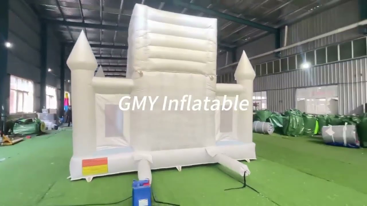 White Inflatable Castle With Slide Inflatable Bouncer Climbing Wall Playfround GMY Inflatables