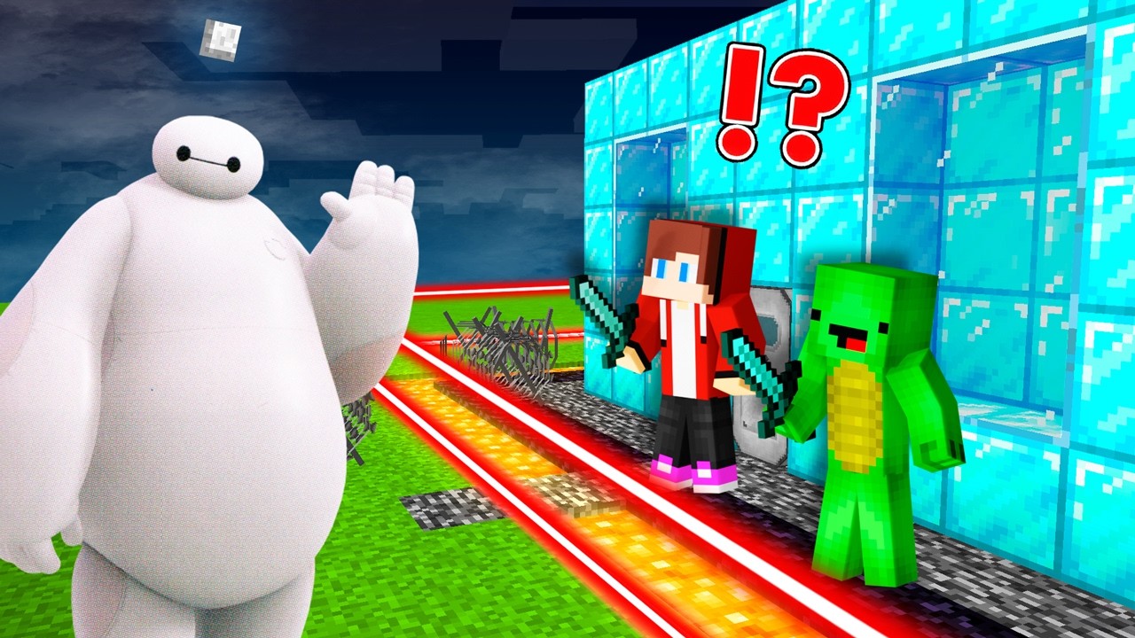 BAYMAX vs Security House in Minecraft Maizen JJ and Mikey - Challenge Maizen! Banana Kid