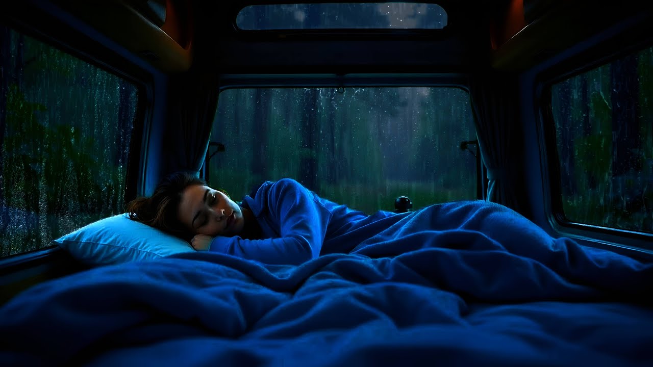 🔴 Heavy Rain and Thunder from a Cozy Car Window - Relaxing for Deep Sleep and Goodbye Insomnia
