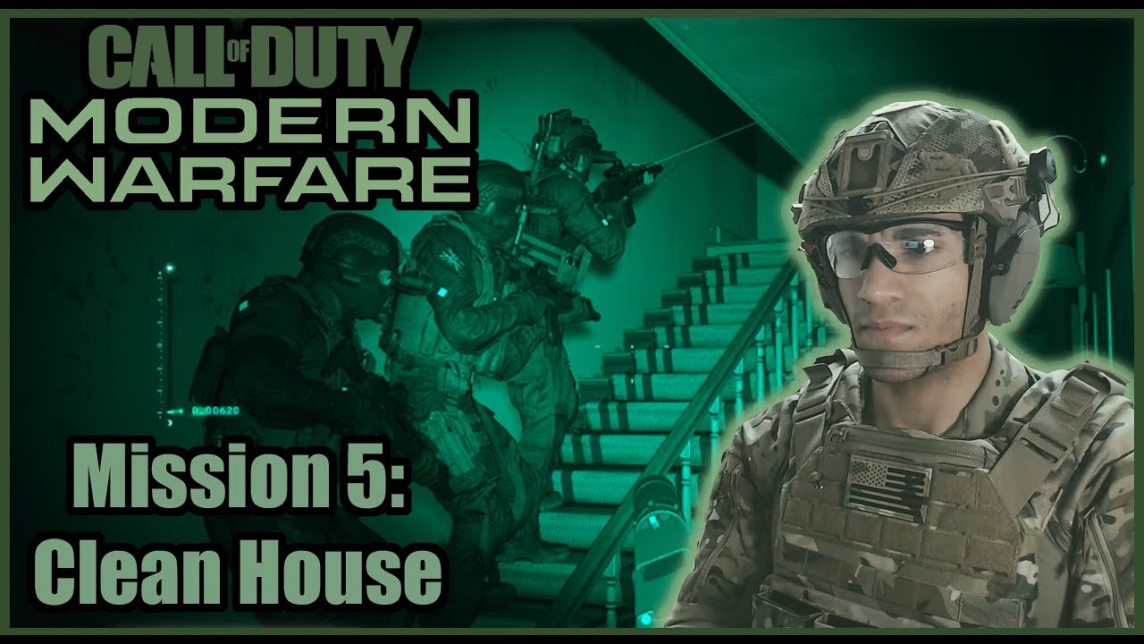 Специалист по ближнему бою морской пехоты играет в Call of Duty Modern Warfare: Clean House (мисс...
