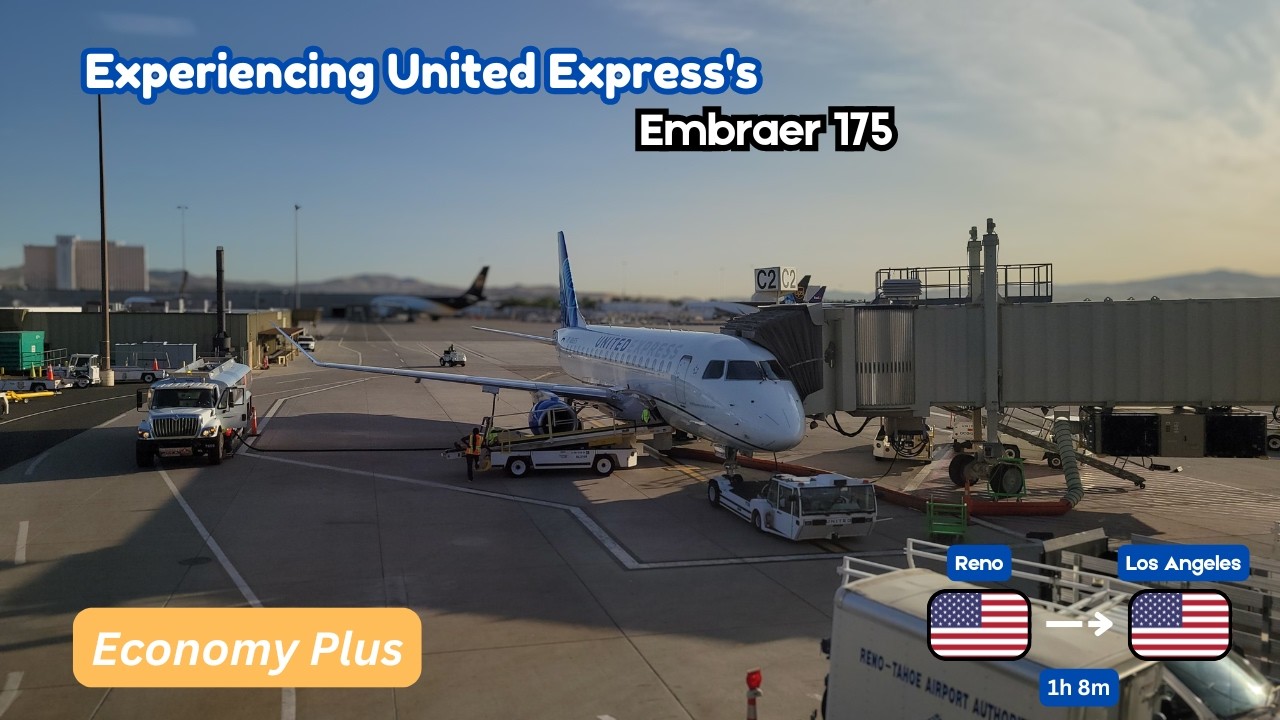 Flying with United Express in Embraer E175 | Economy Plus | Reno [RNO] - Los Angeles [LAX]